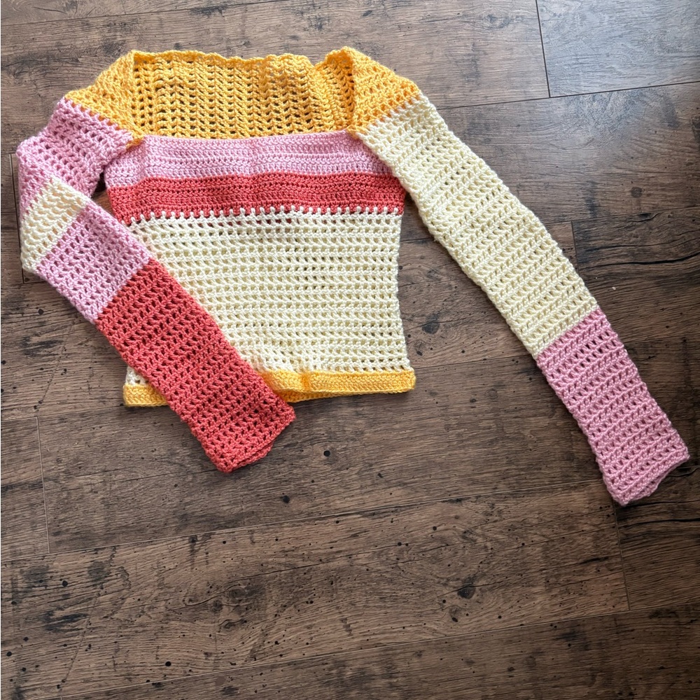 Hand crocheted summer multi-color top
